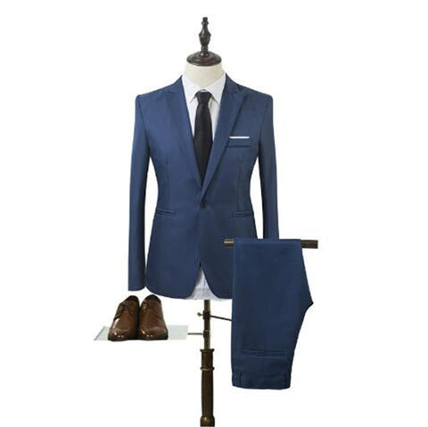 New luxury men's wedding cotton suit set men's jacket men's trousers suit fit men's clothing business after opening the back col