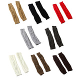 1 Pair Autumn Winter Women Knit Gloves Arm Wrist Sleeve Warmer Girls Rhombus Long Half Winter Mittens