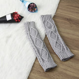 1 Pair Autumn Winter Women Knit Gloves Arm Wrist Sleeve Warmer Girls Rhombus Long Half Winter Mittens