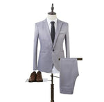 New luxury men's wedding cotton suit set men's jacket men's trousers suit fit men's clothing business after opening the back col