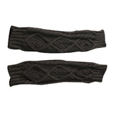 1 Pair Autumn Winter Women Knit Gloves Arm Wrist Sleeve Warmer Girls Rhombus Long Half Winter Mittens